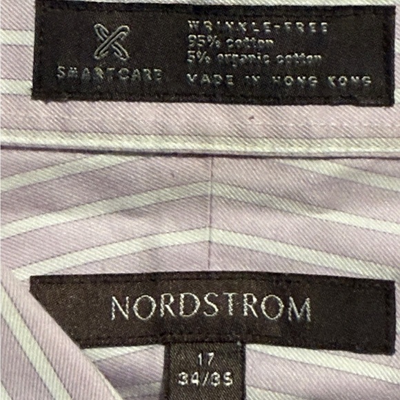 Nordstrom Wrinkle-Free Stripe Shirt 17 34/35 - Picture 4 of 5